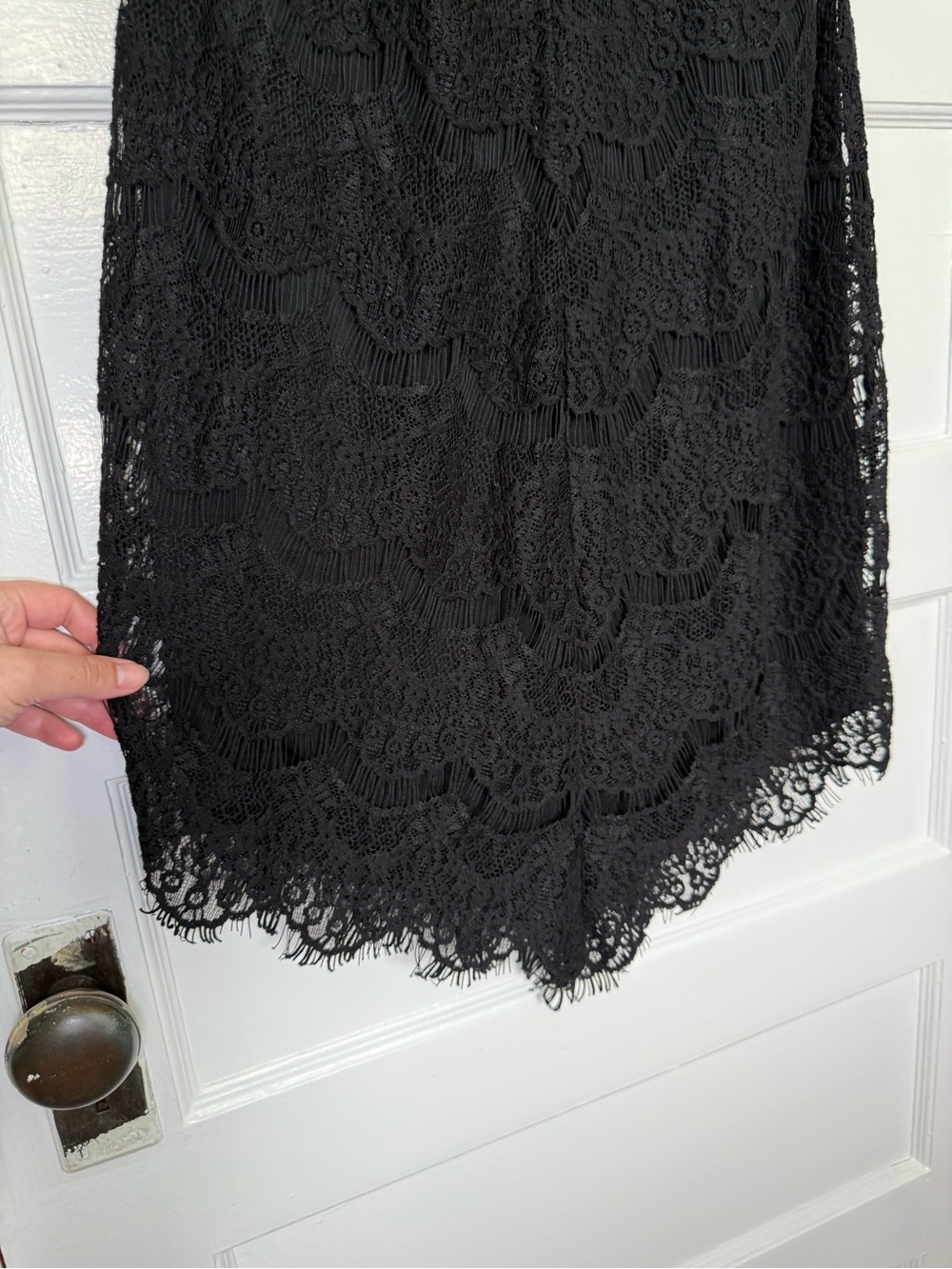 Free People ‘She’s Got It’ Black Lace Slip Mini Dress w/ Pearl-Accent Back Vampy - Picture 7 of 13